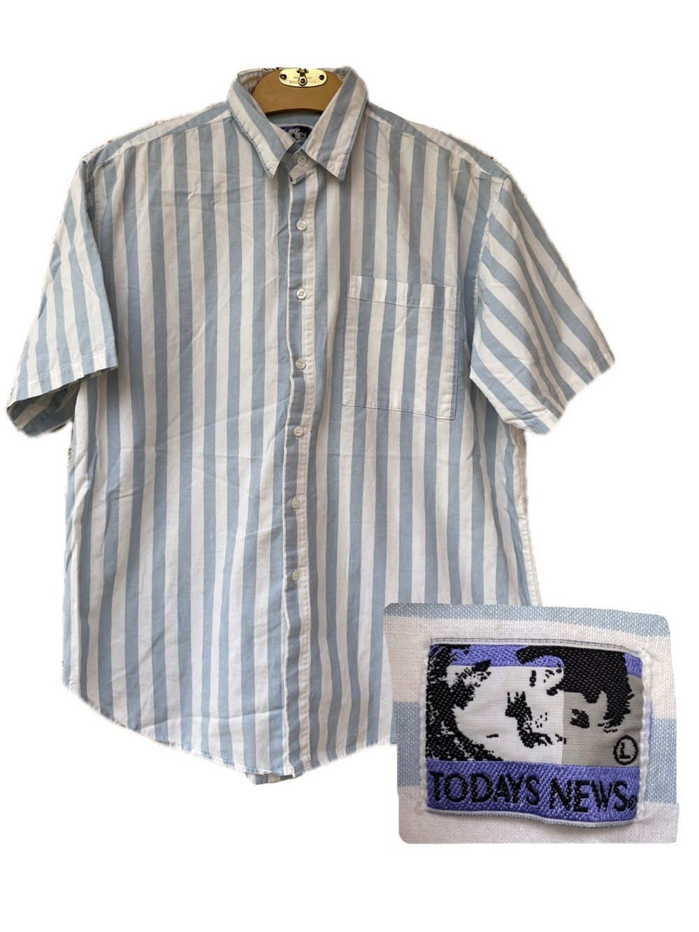 Todays News | Vintage 90s Striped Pastel Short Sleeve Button Down Shirt